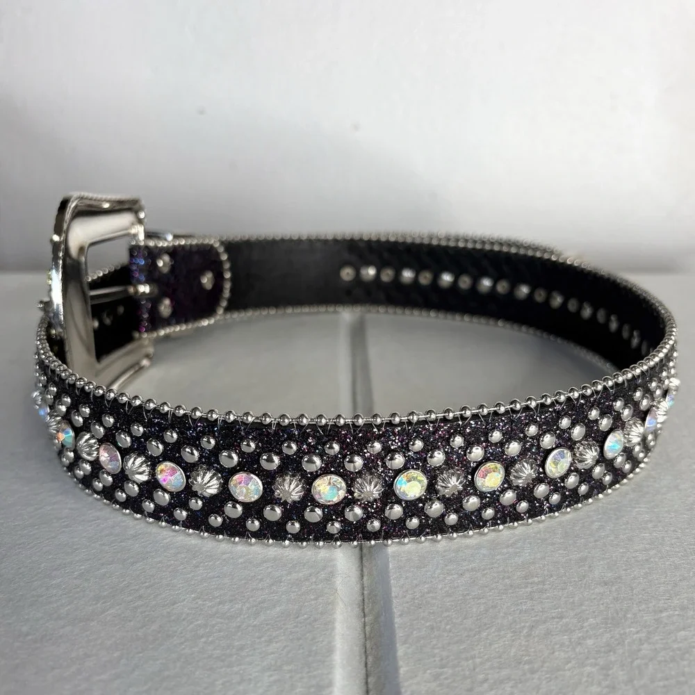 Y2k Western Cowgirl Studded Rhinestone Belt Med 28-34 Concho Glitter Bling NEW